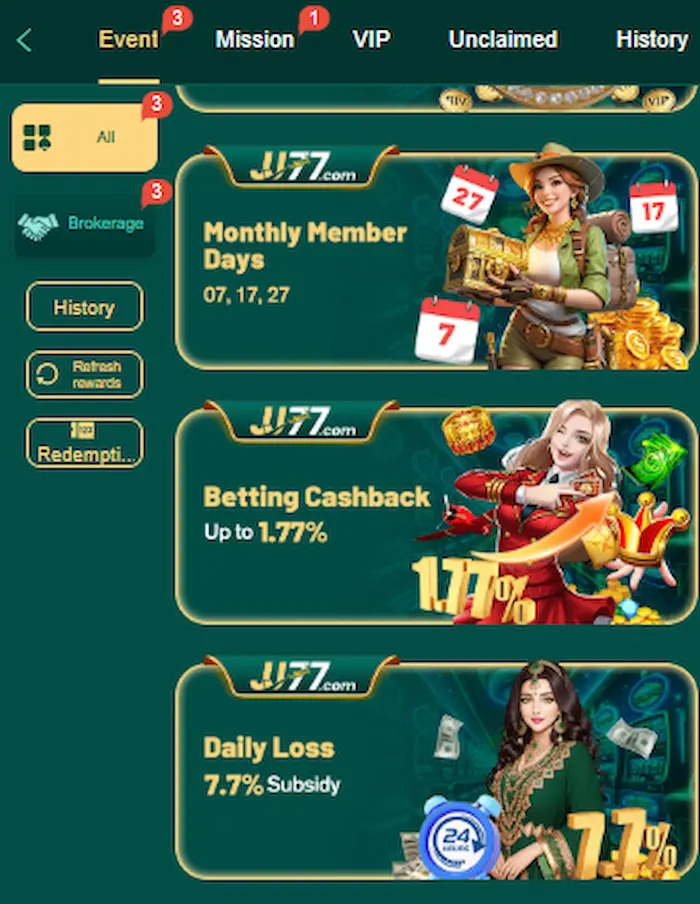 jj77 game promotions