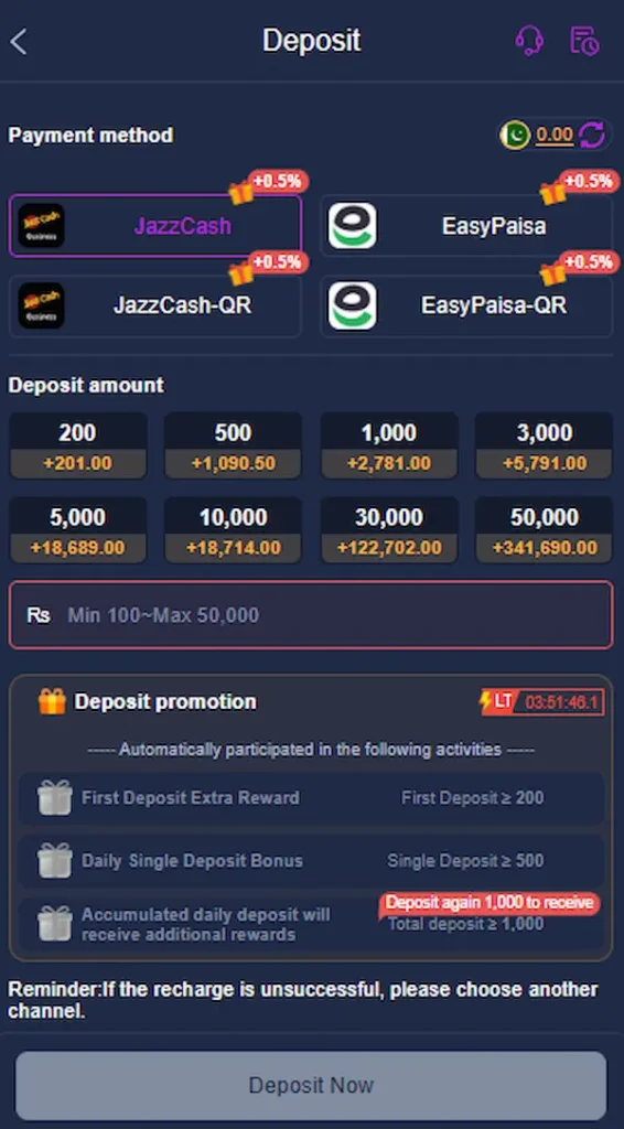 s98 game deposit method