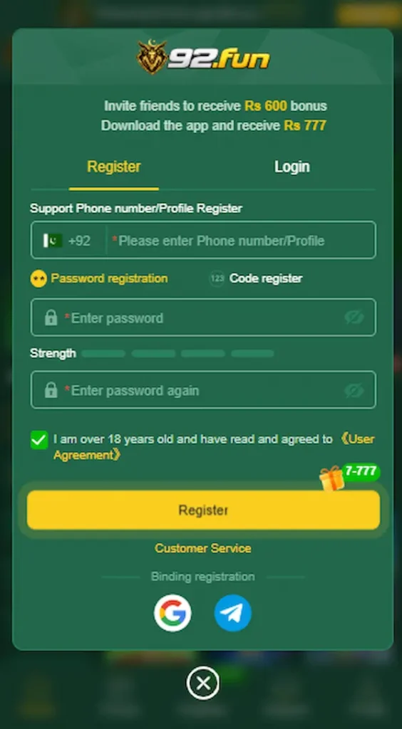 92 fun game registration